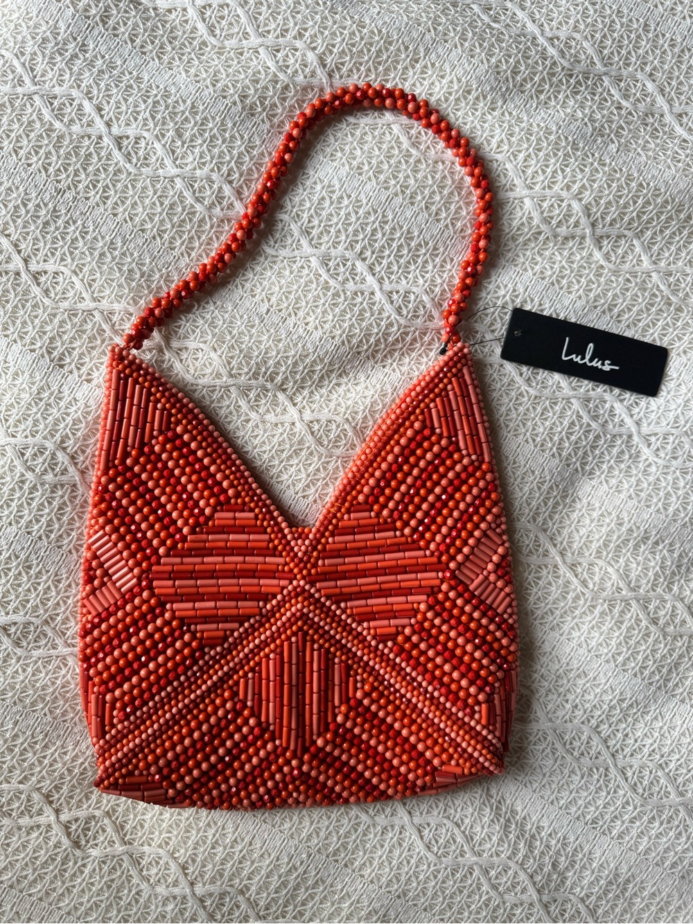 Lulus Sunny Element Orange Beaded Shoulder Bag